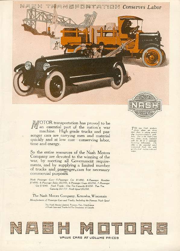 1918 Nash Auto Advertising